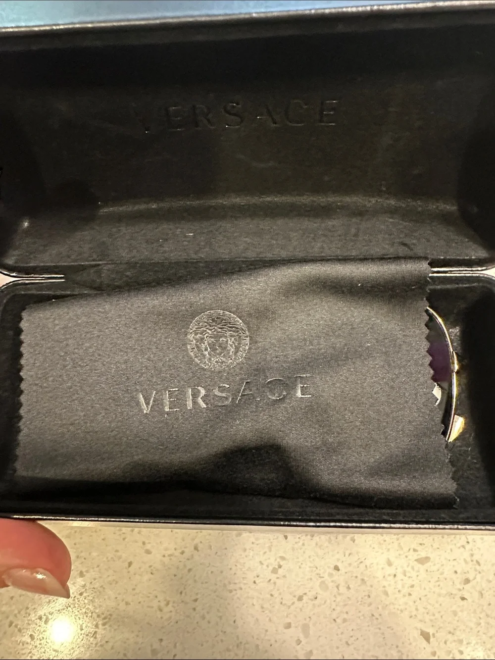 Versace Gold Frame Sunglasses with Black Lenses - Classic Aviator Style